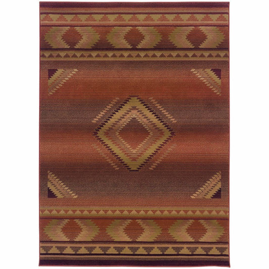 Generations Red Beige Southwest/Lodge  Transitional Rug - Free Shipping
