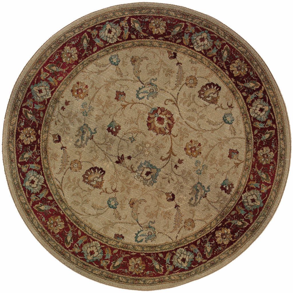 Woven - Genesis Beige Red Floral  Traditional Rug