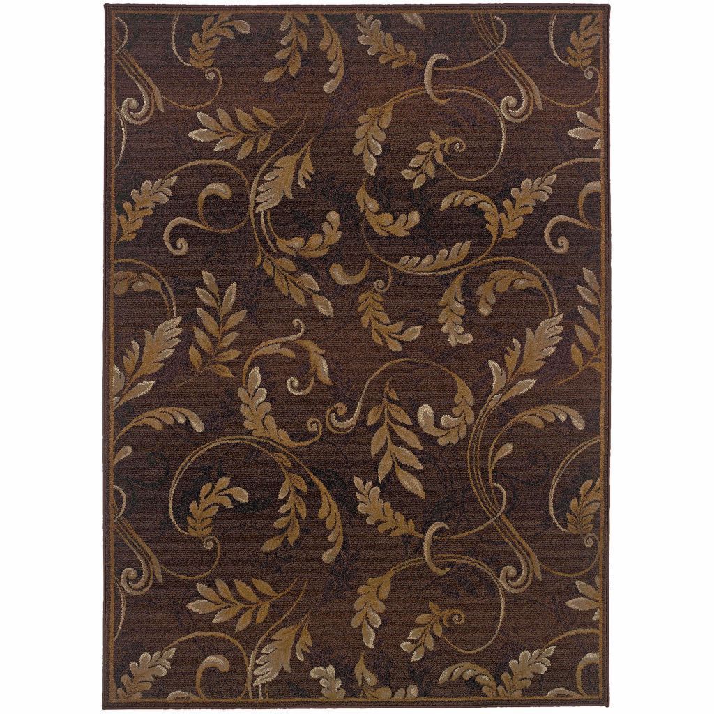 Genesis Brown Beige Floral  Transitional Rug - Free Shipping