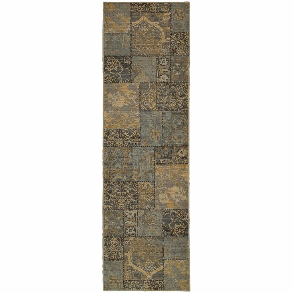Woven - Heritage Charcoal Blue Geometric  Casual Rug