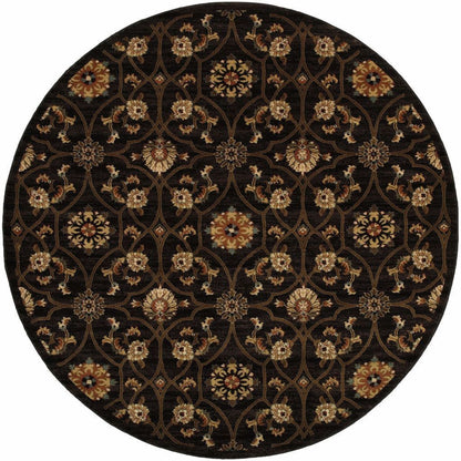 Woven - Hudson Black Brown Floral  Traditional Rug