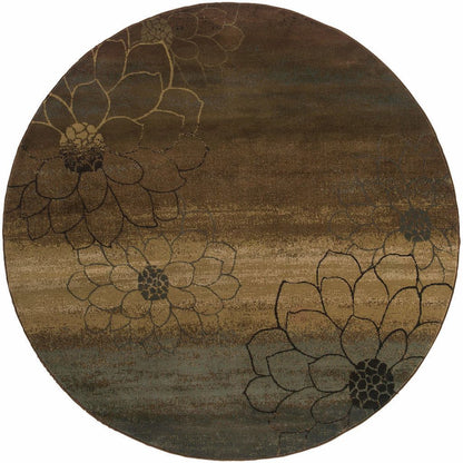Woven - Hudson Brown Beige Floral Ombre Transitional Rug
