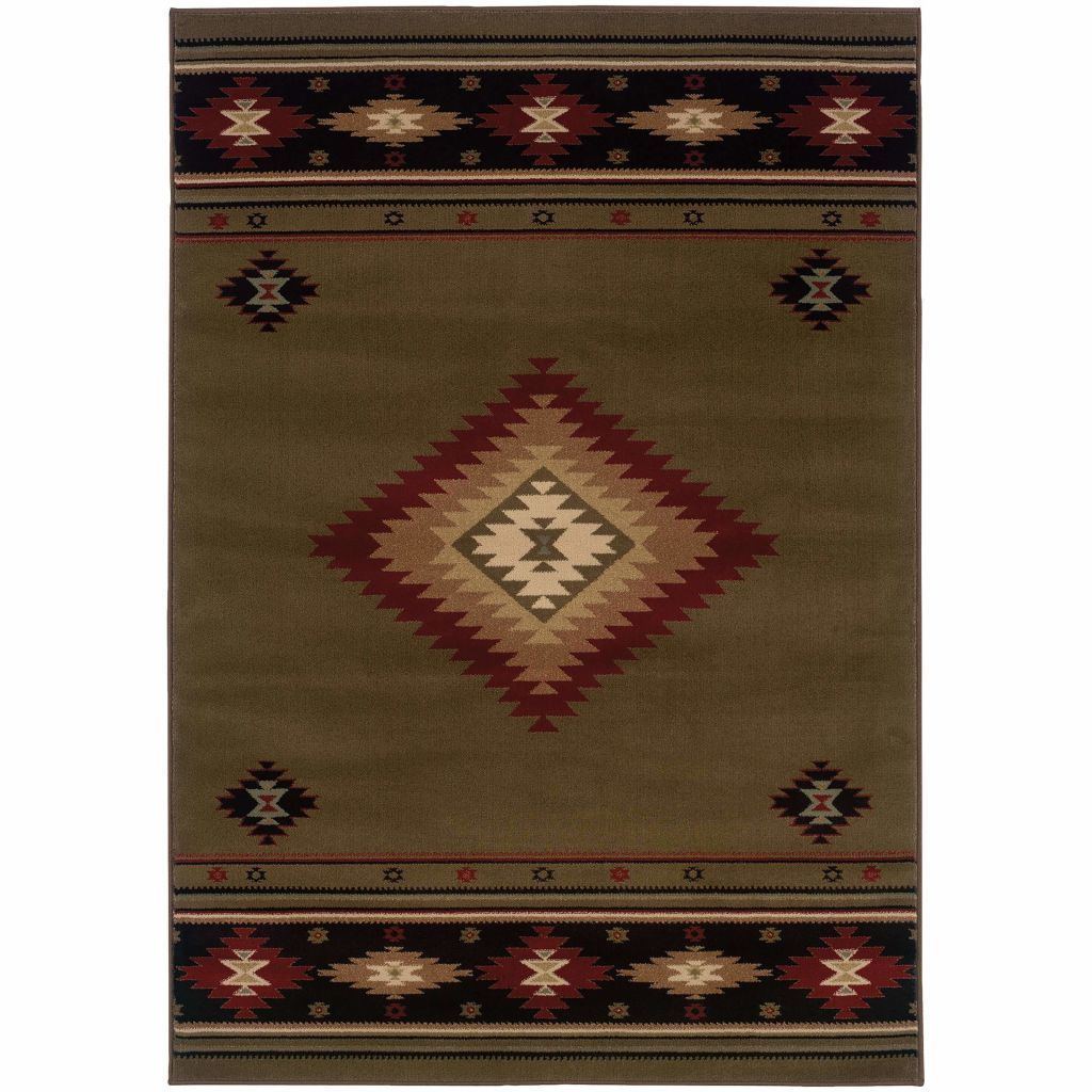 Hudson Green Red Southwest/Lodge  Transitional Rug - Free Shipping