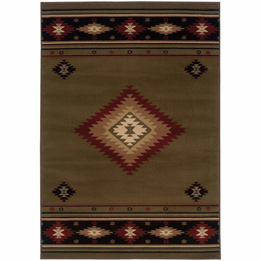 Hudson Green Red Southwest/Lodge  Transitional Rug - Free Shipping