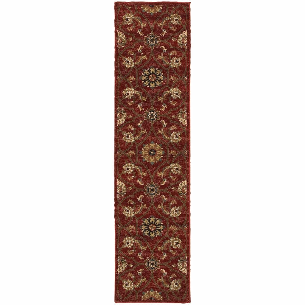 Woven - Hudson Red Brown Floral  Traditional Rug