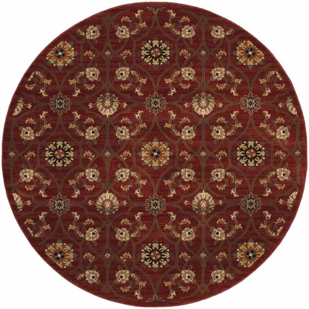 Woven - Hudson Red Brown Floral  Traditional Rug