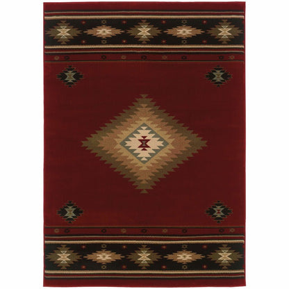 Hudson Red Green Southwest/Lodge  Transitional Rug - Free Shipping