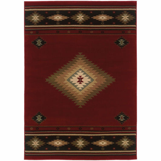 Hudson Red Green Southwest/Lodge  Transitional Rug - Free Shipping