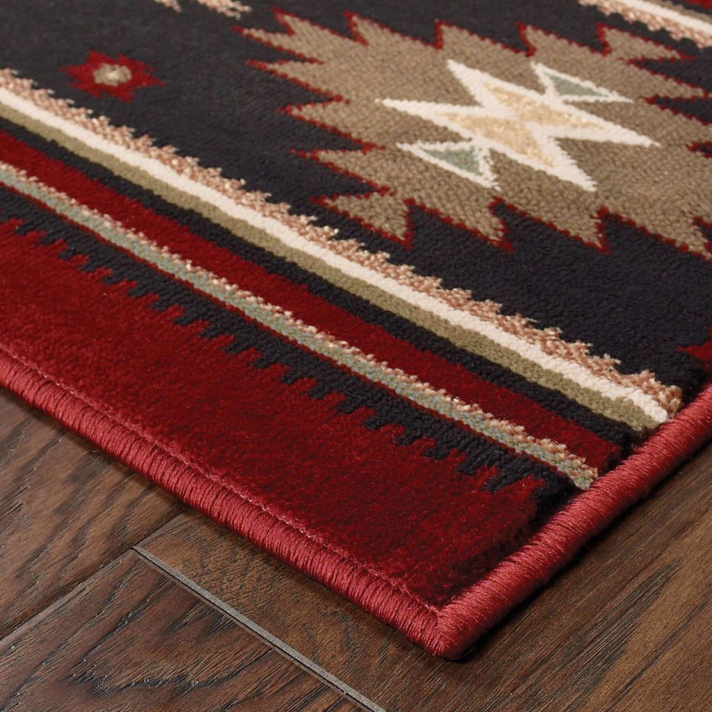Woven - Hudson Red Green Southwest/Lodge  Transitional Rug