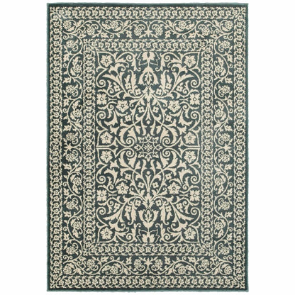Jayden Blue Ivory Oriental Floral Traditional Rug - Free Shipping