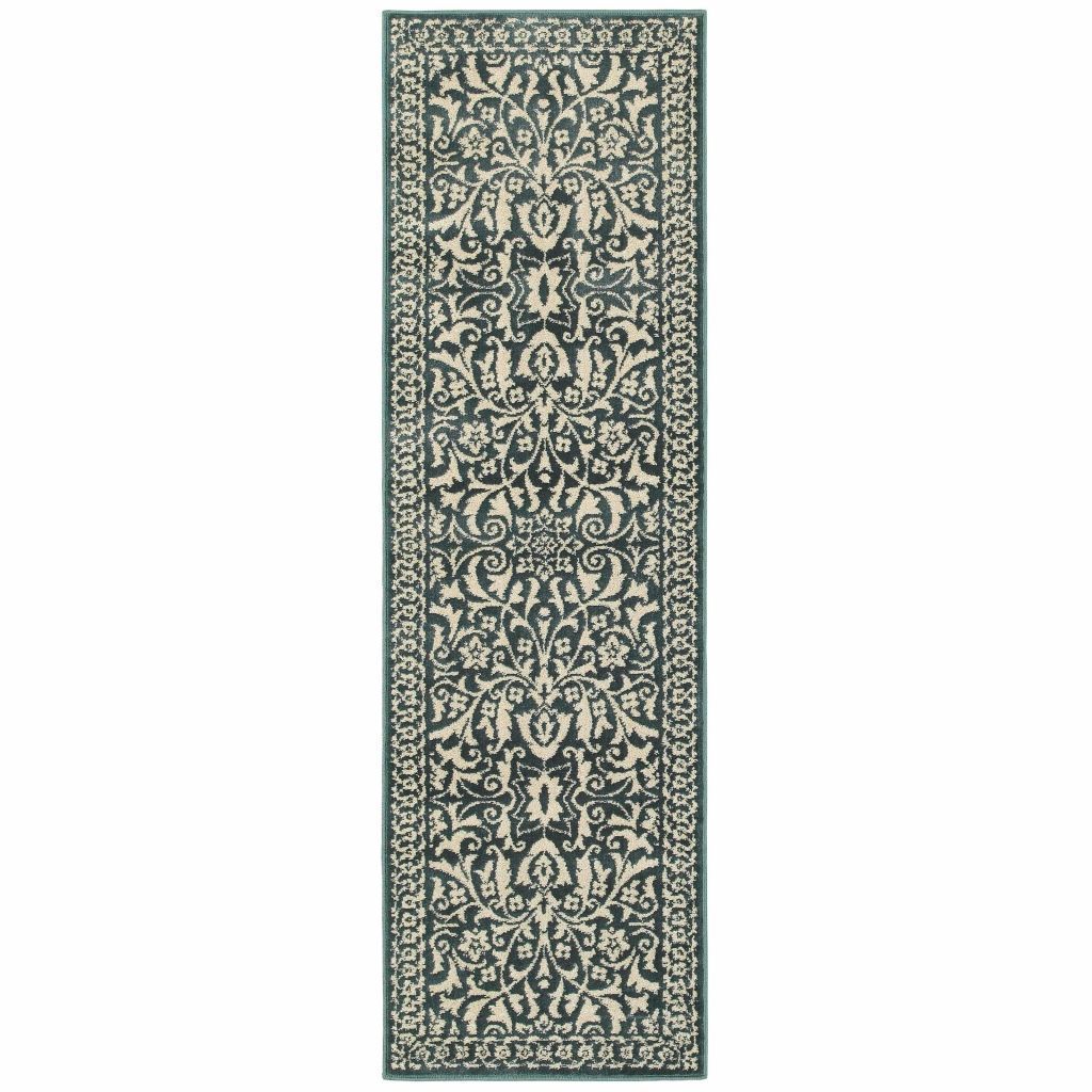 Woven - Jayden Blue Ivory Oriental Floral Traditional Rug