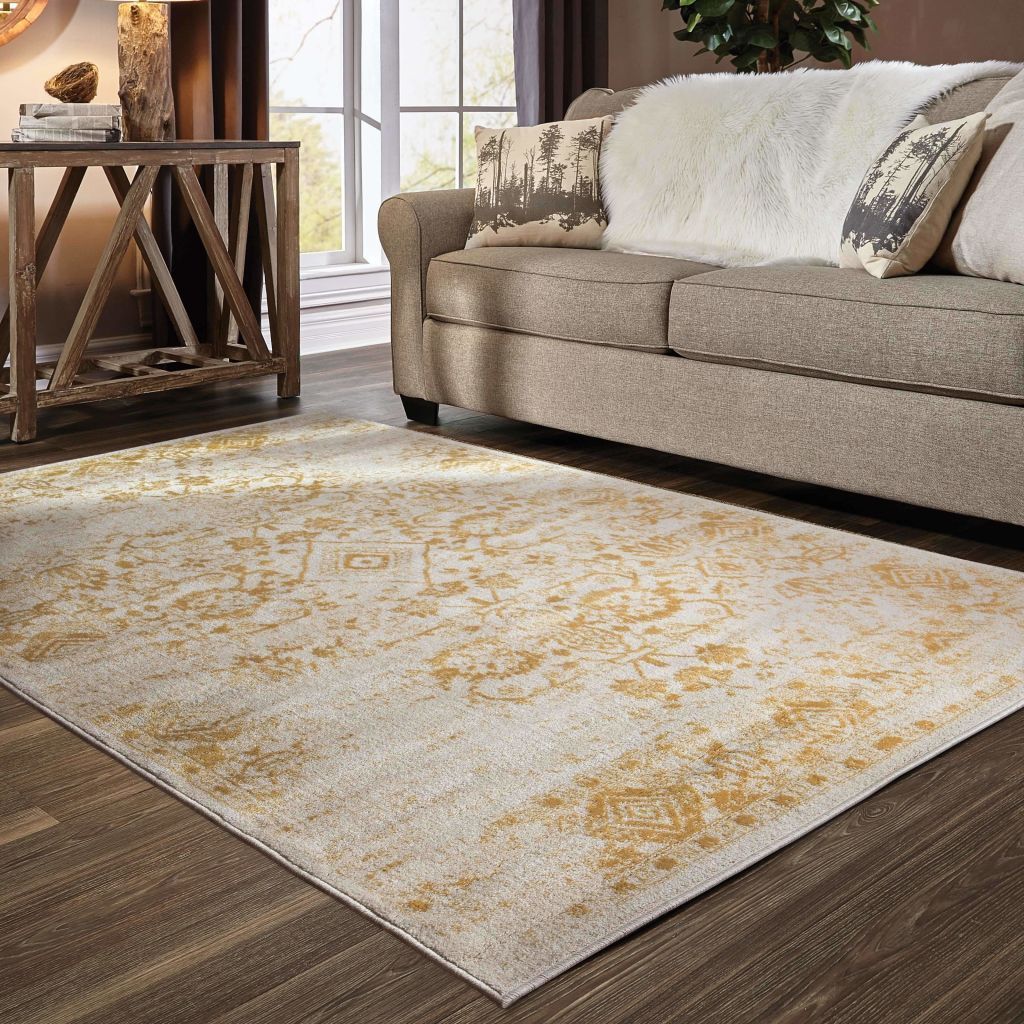 Woven - Jayden Ivory Gold Oriental Distressed Traditional Rug