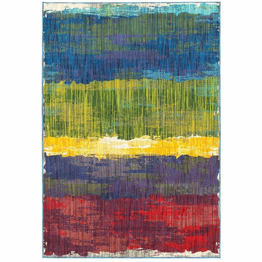 Joli Multi Multi Abstract Distressed Contemporary Rug - Free Shipping
