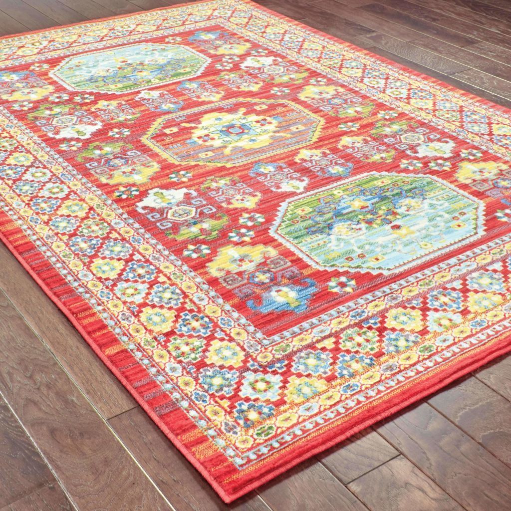 Woven - Joli Red Multi Oriental Distressed Traditional Rug