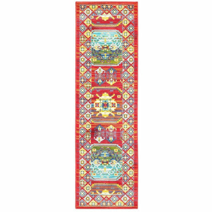Woven - Joli Red Multi Oriental Distressed Traditional Rug