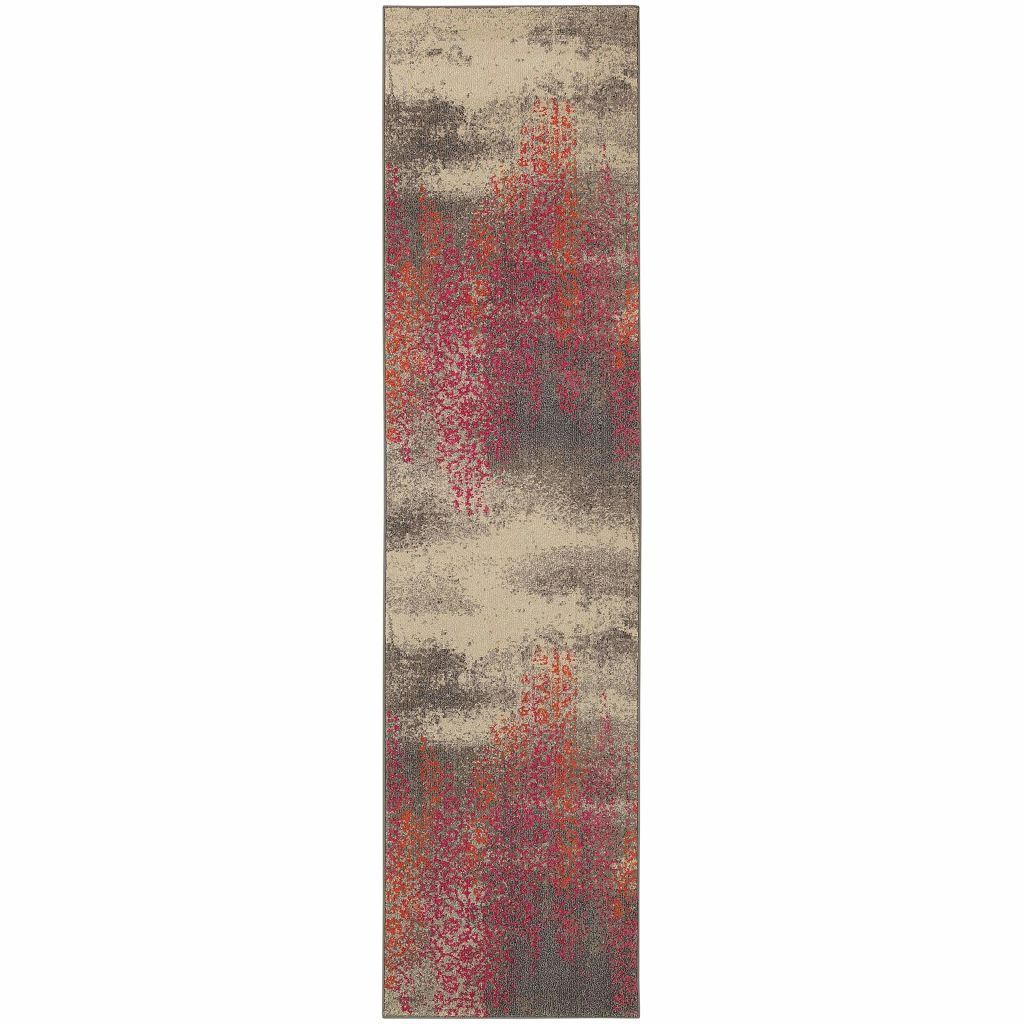 Kaleidoscope Grey Pink Abstract Distressed Transitional Rug - Free Shipping