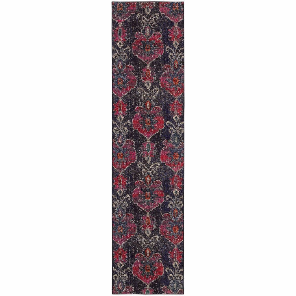 Kaleidoscope Grey Pink Abstract Floral Transitional Rug - Free Shipping