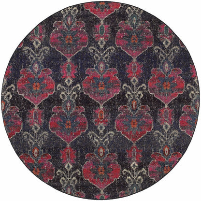 Woven - Kaleidoscope Grey Pink Abstract Floral Transitional Rug