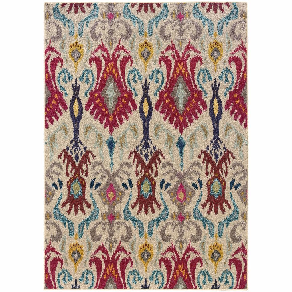 Kaleidoscope Ivory Red Abstract Floral Transitional Rug - Free Shipping