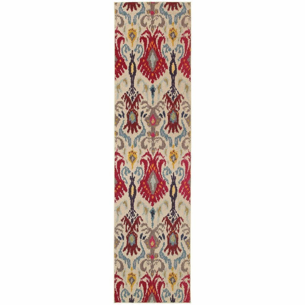 Kaleidoscope Ivory Red Abstract Floral Transitional Rug - Free Shipping