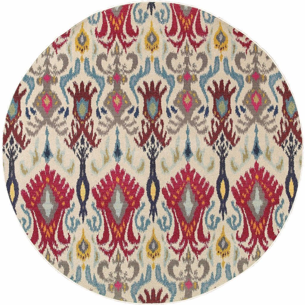 Woven - Kaleidoscope Ivory Red Abstract Floral Transitional Rug