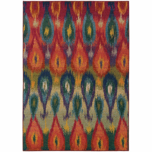 Kaleidoscope Multi Red Abstract Ikat Transitional Rug - Free Shipping