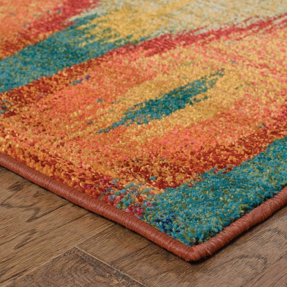 Woven - Kaleidoscope Multi Red Abstract Ikat Transitional Rug