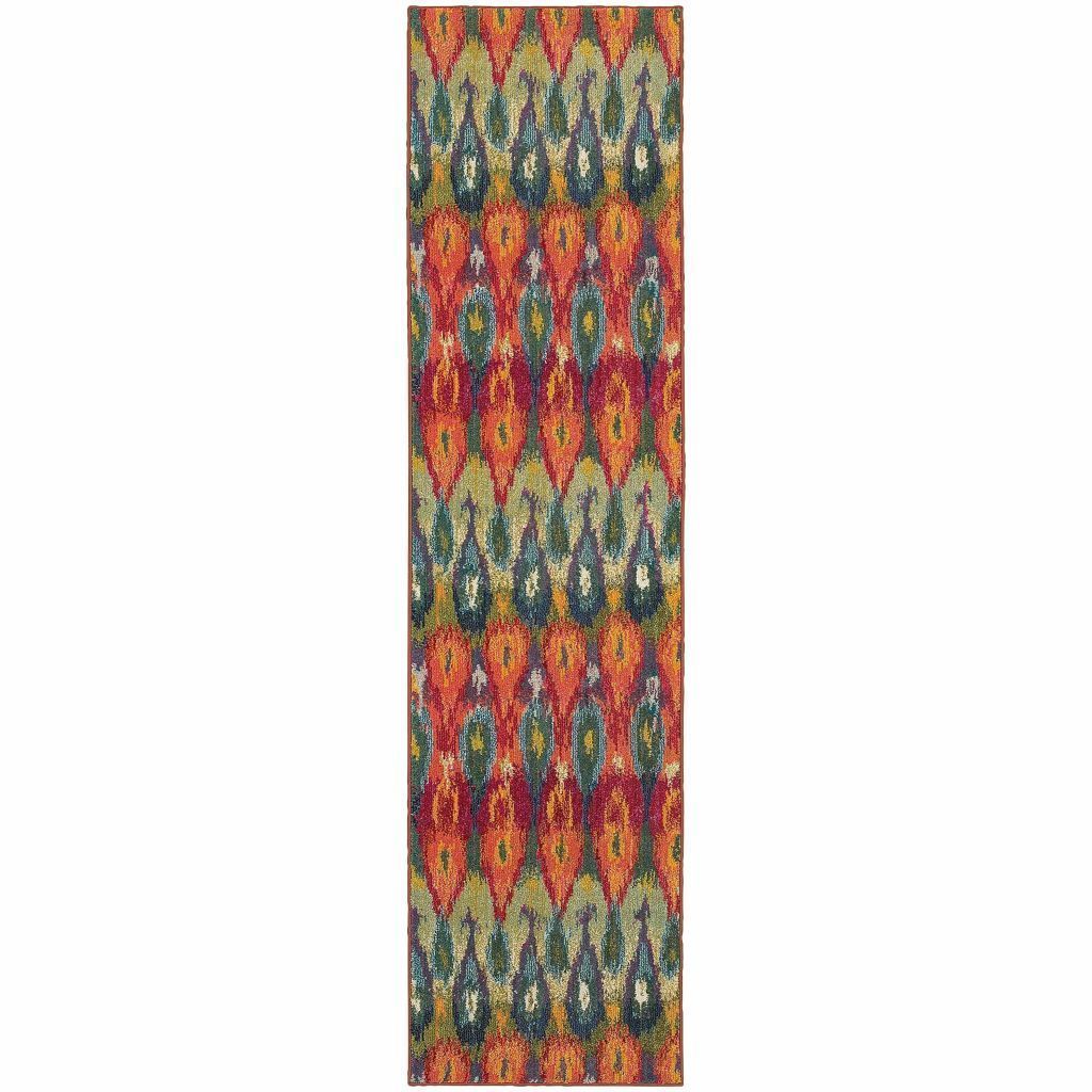 Woven - Kaleidoscope Multi Red Abstract Ikat Transitional Rug
