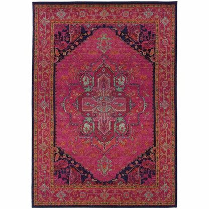 Kaleidoscope Pink Blue Oriental Persian Traditional Rug - Free Shipping