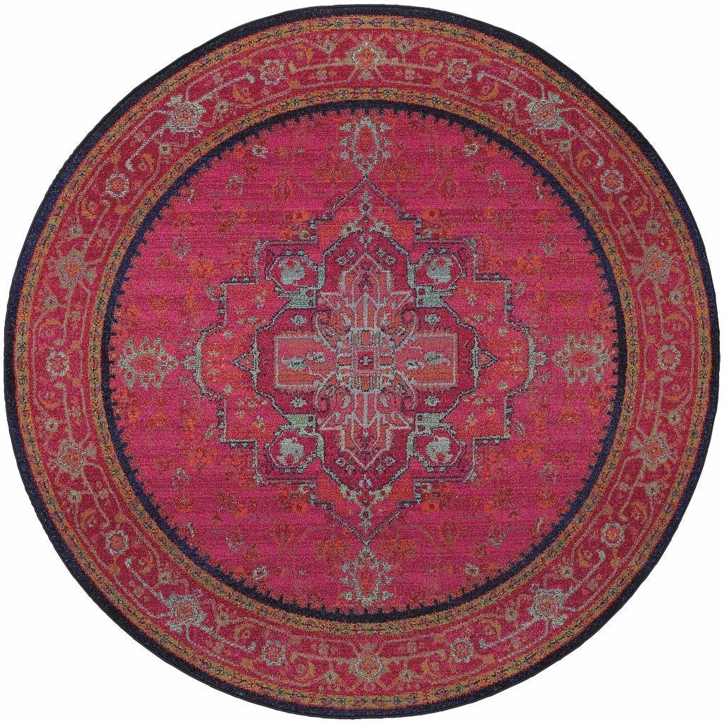 Woven - Kaleidoscope Pink Blue Oriental Persian Traditional Rug