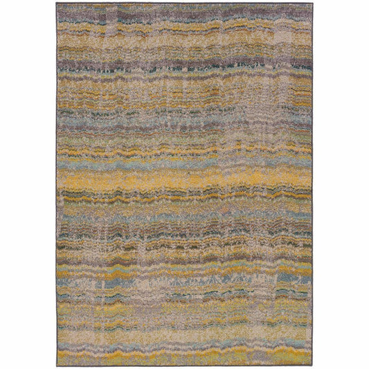 Kaleidoscope Yellow Grey Abstract Distressed Transitional Rug - Free Shipping