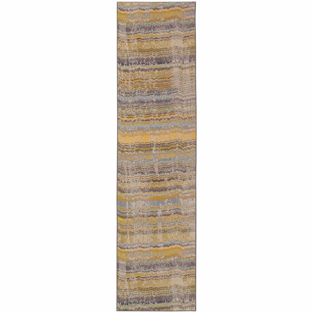 Kaleidoscope Yellow Grey Abstract Distressed Transitional Rug - Free Shipping