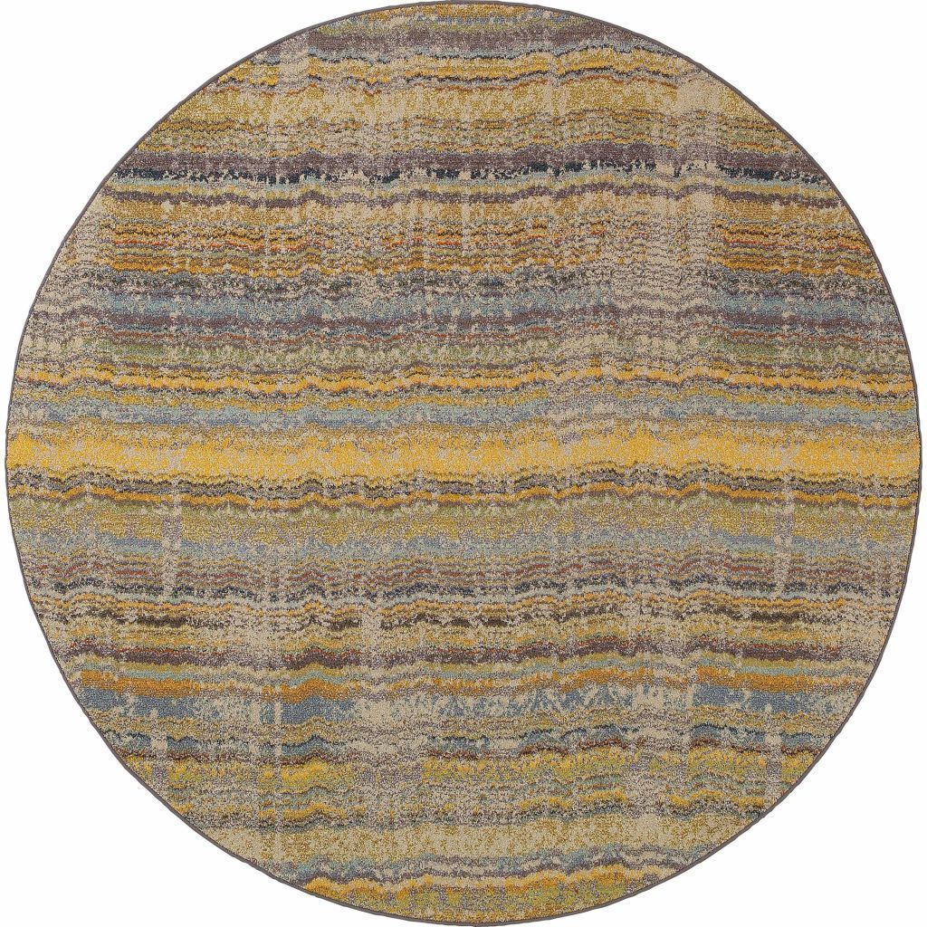 Woven - Kaleidoscope Yellow Grey Abstract Distressed Transitional Rug