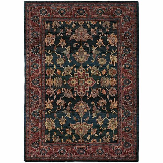 Kharma Blue Red Oriental Persian Traditional Rug - Free Shipping