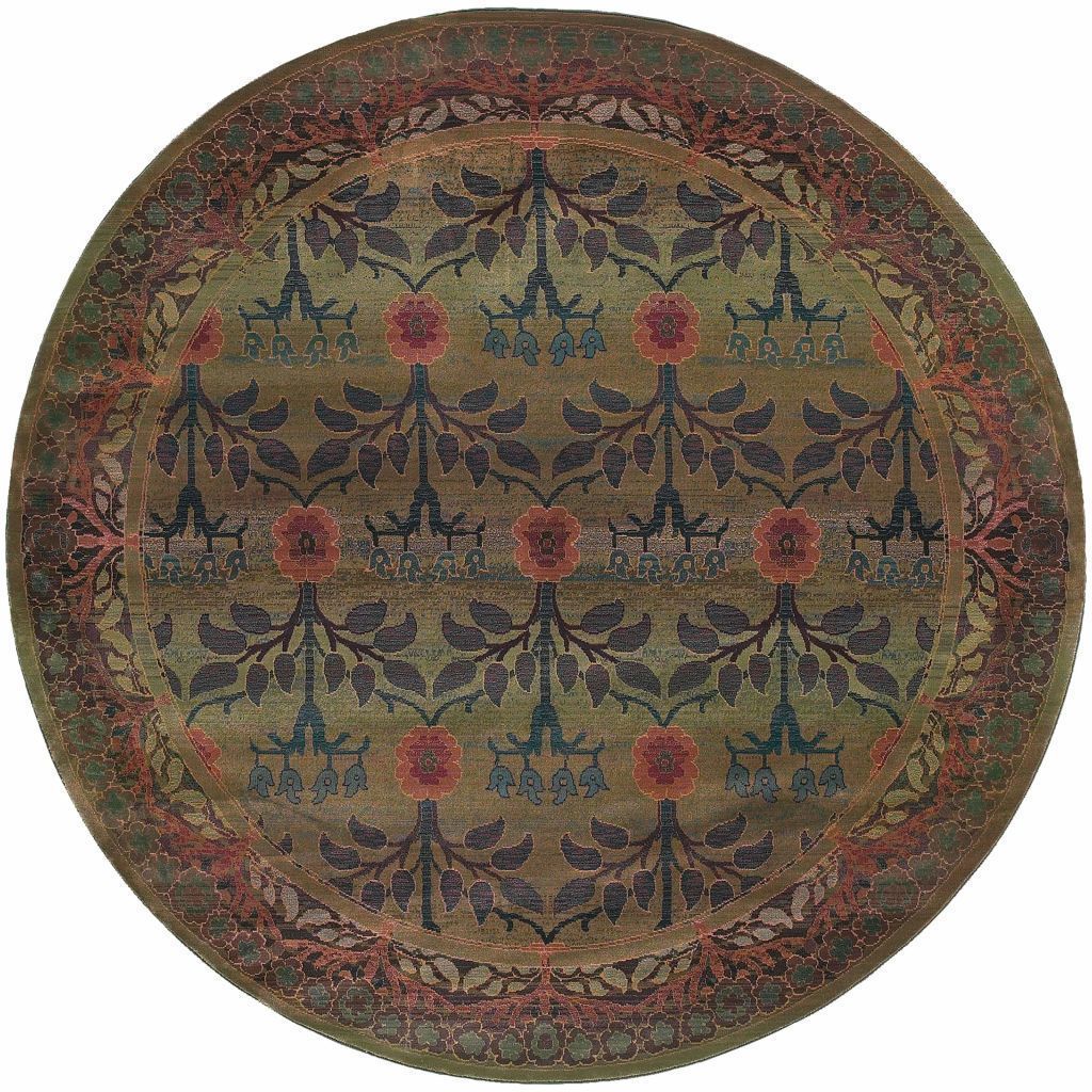 Woven - Kharma Green Brown Floral  Transitional Rug