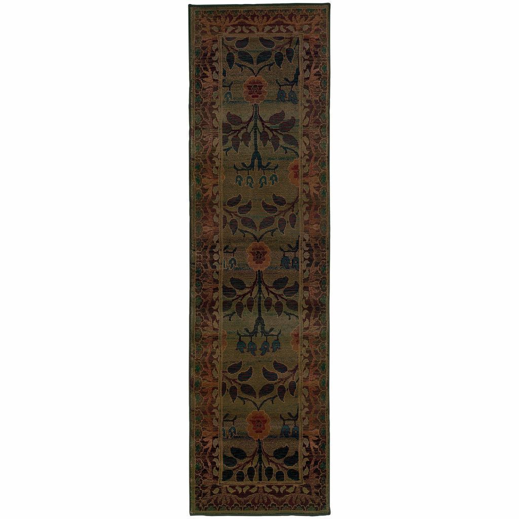 Woven - Kharma Green Brown Floral  Transitional Rug
