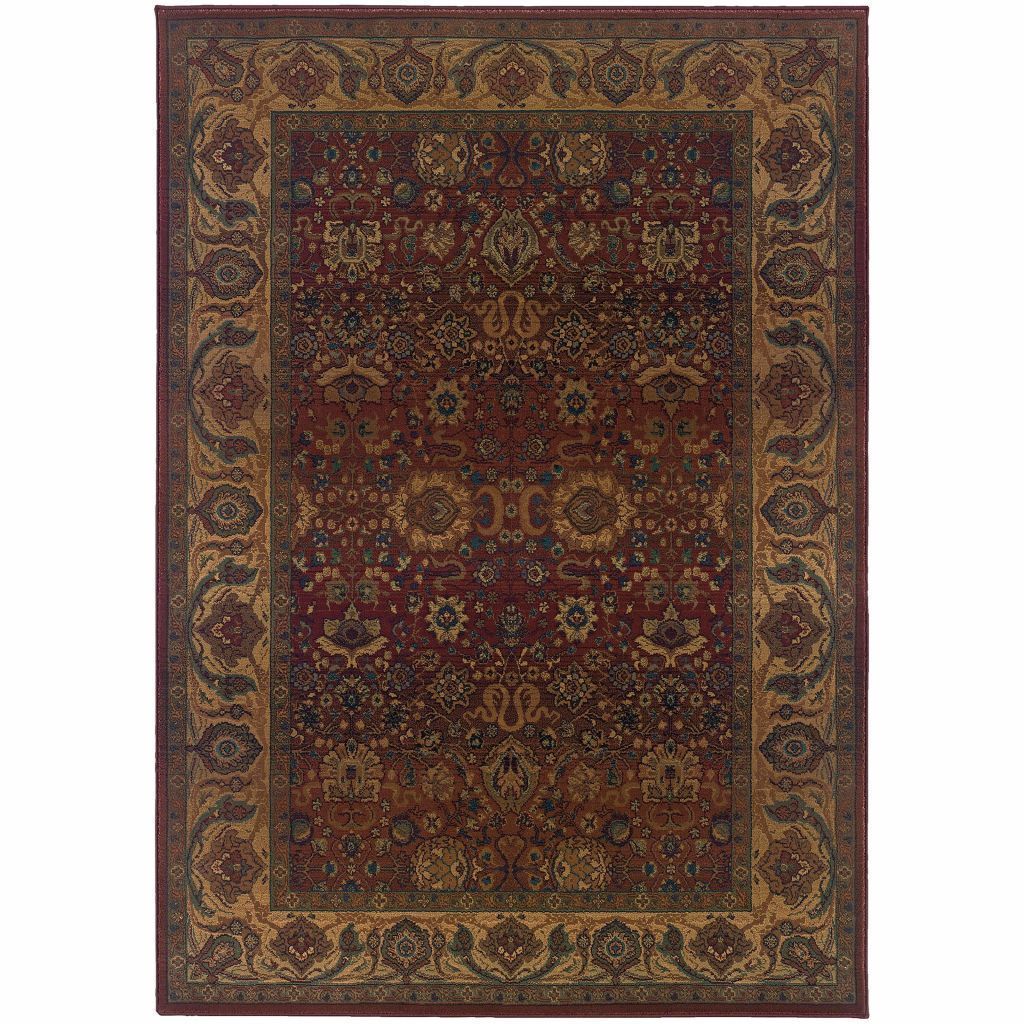 Kharma Red Gold Oriental Persian Traditional Rug - Free Shipping