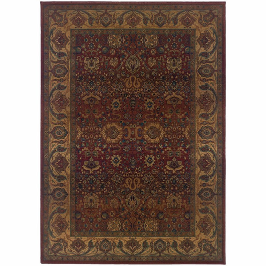 Kharma Red Gold Oriental Persian Traditional Rug - Free Shipping