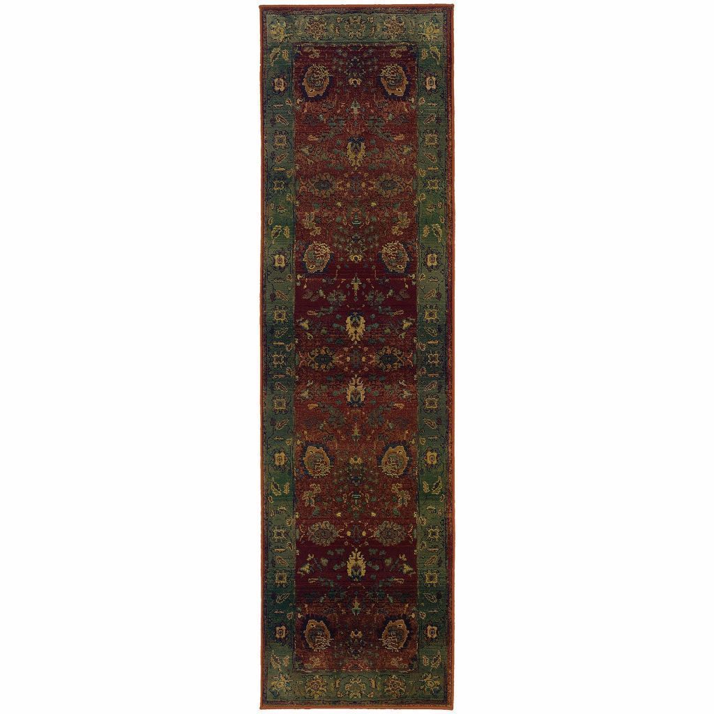 Woven - Kharma Red Green Floral  Traditional Rug