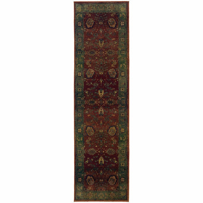 Woven - Kharma Red Green Floral  Traditional Rug
