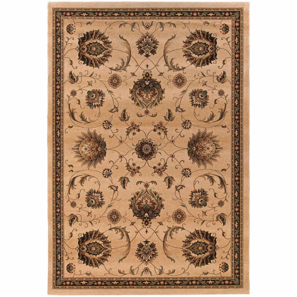 Knightsbridge Beige Brown Floral  Traditional Rug - Free Shipping