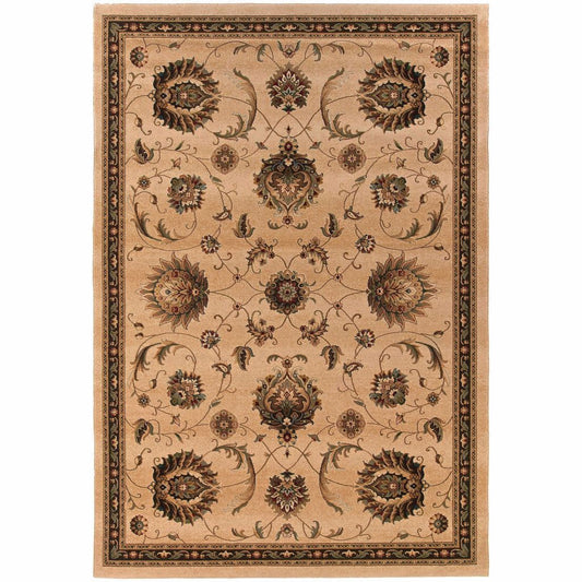 Knightsbridge Beige Brown Floral  Traditional Rug - Free Shipping
