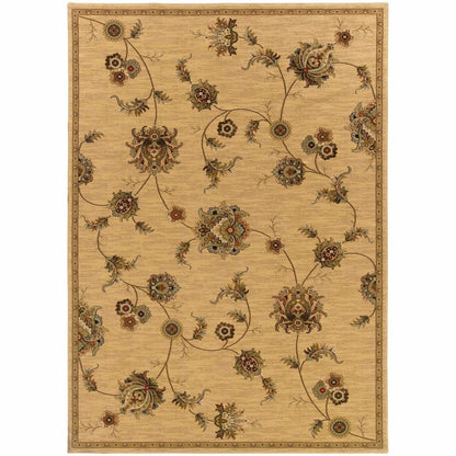Knightsbridge Beige Gold Floral  Transitional Rug - Free Shipping