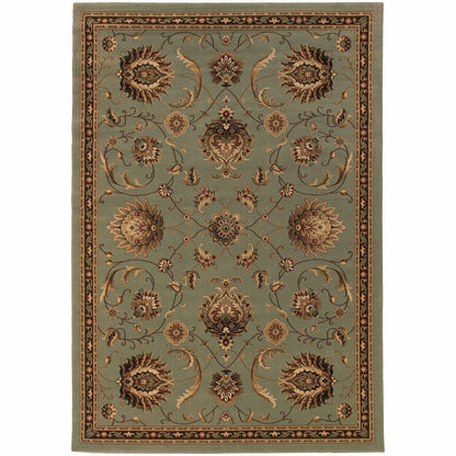 Knightsbridge Blue Beige Floral  Traditional Rug - Free Shipping