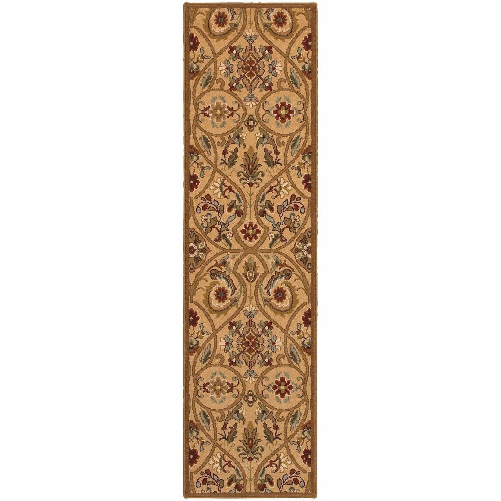Woven - Knightsbridge Gold Brown Floral  Transitional Rug