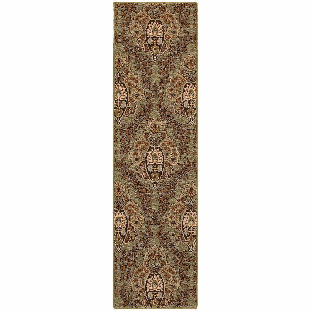 Woven - Knightsbridge Green Brown Floral  Transitional Rug