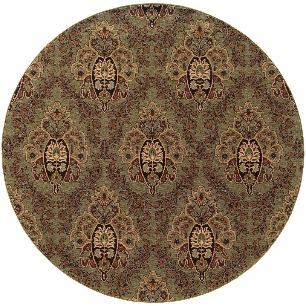 Woven - Knightsbridge Green Brown Floral  Transitional Rug