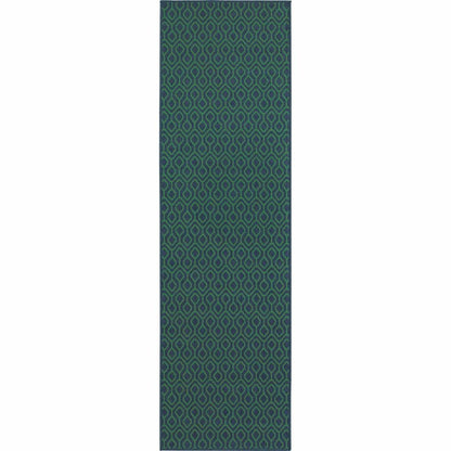 Woven - Meridian Navy Green Geometric  Outdoor Rug