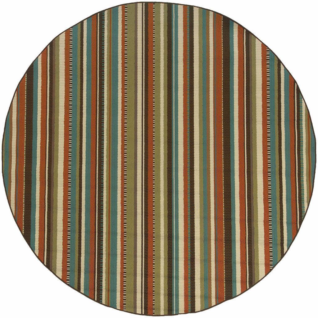 Woven - Montego Green Blue Stripes  Outdoor Rug