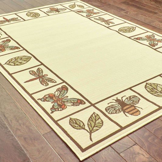 Woven - Montego Ivory Brown Botanical  Outdoor Rug